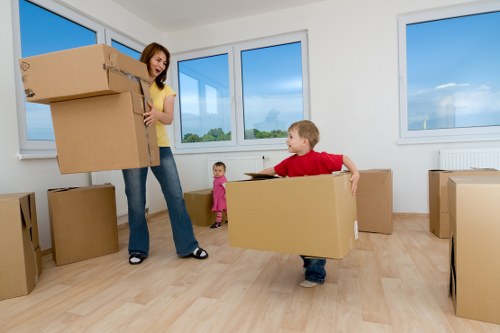 Packed boxes and furniture ready for a local home move